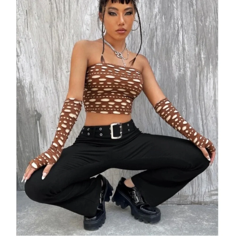 SALE🎈NIB Y2K GOTH STRETCHY PANTS COMES WITH BELT! - Picture 5 of 6